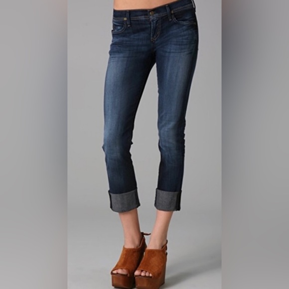 COH CITIZENS OF HUMANITY Dani Cropped Straight Leg Denim Jeans Dark Wash Cuffed - Picture 3 of 13